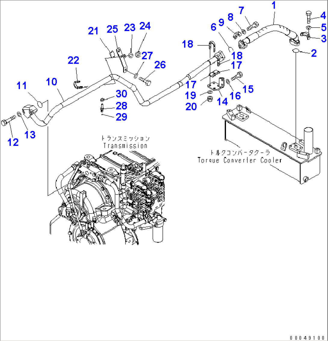 TORQUE CONVERTER AND TRANSMISSION LINE (TORQUE CONVERTER OIL COOLER LINE)(2/2)(#55001-)