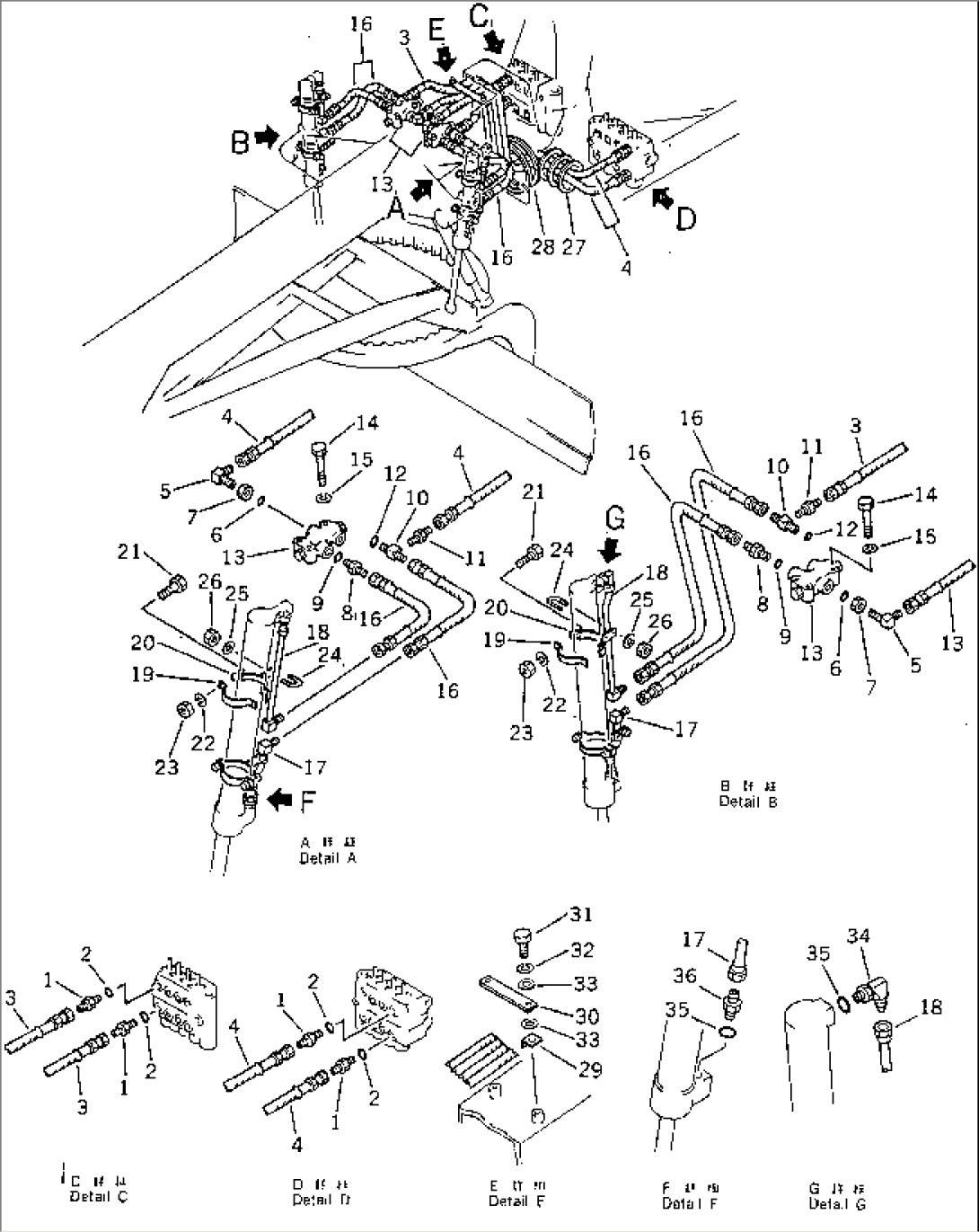 HYDRAULIC PIPING (BLADE LIFT CYLINDER LINE)