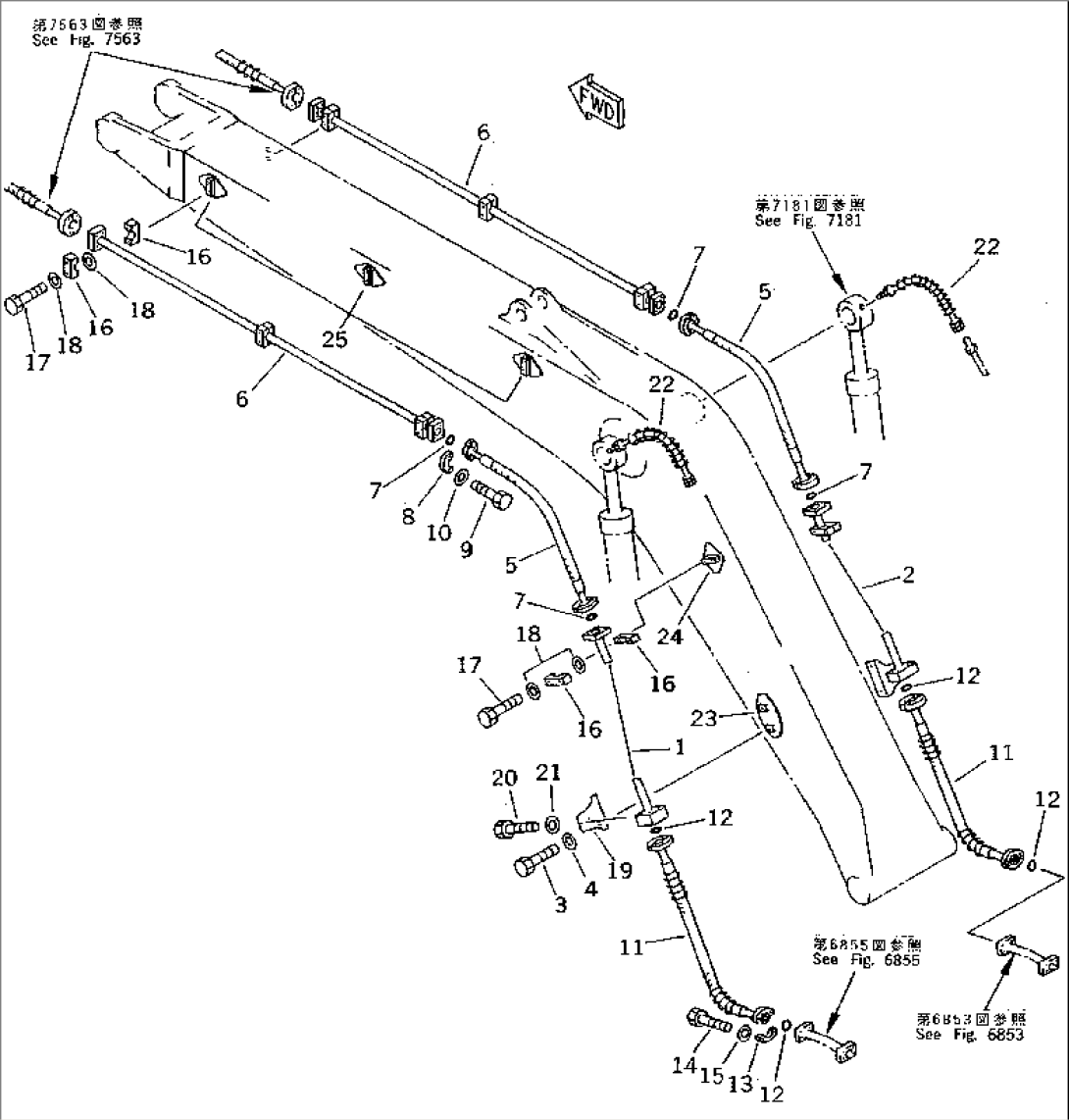 ADDITIONAL PIPING (ATTACHMENT SIDE) (BOOM) (#57469-57492¤58019-)