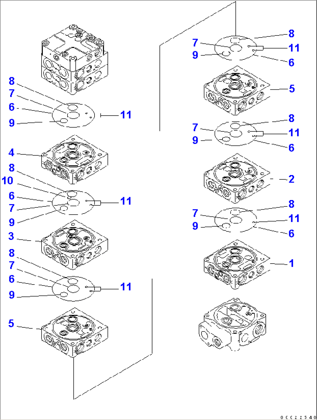 MAIN VALVE (8-SPOOL) (1/9) (FOR 1-PIECE BOOM)