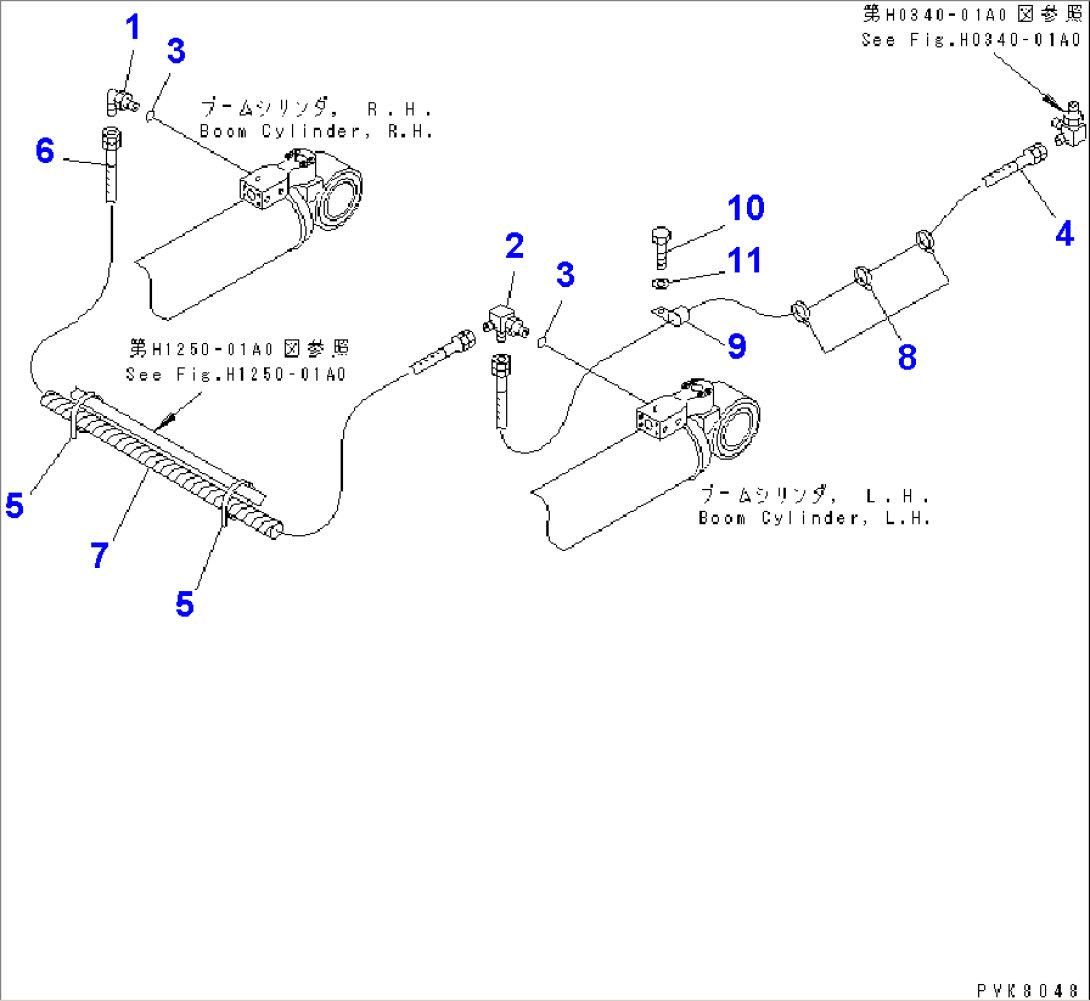 BOOM CYLINDER SAFETY VALVE LINE (DRAIN PIPING)