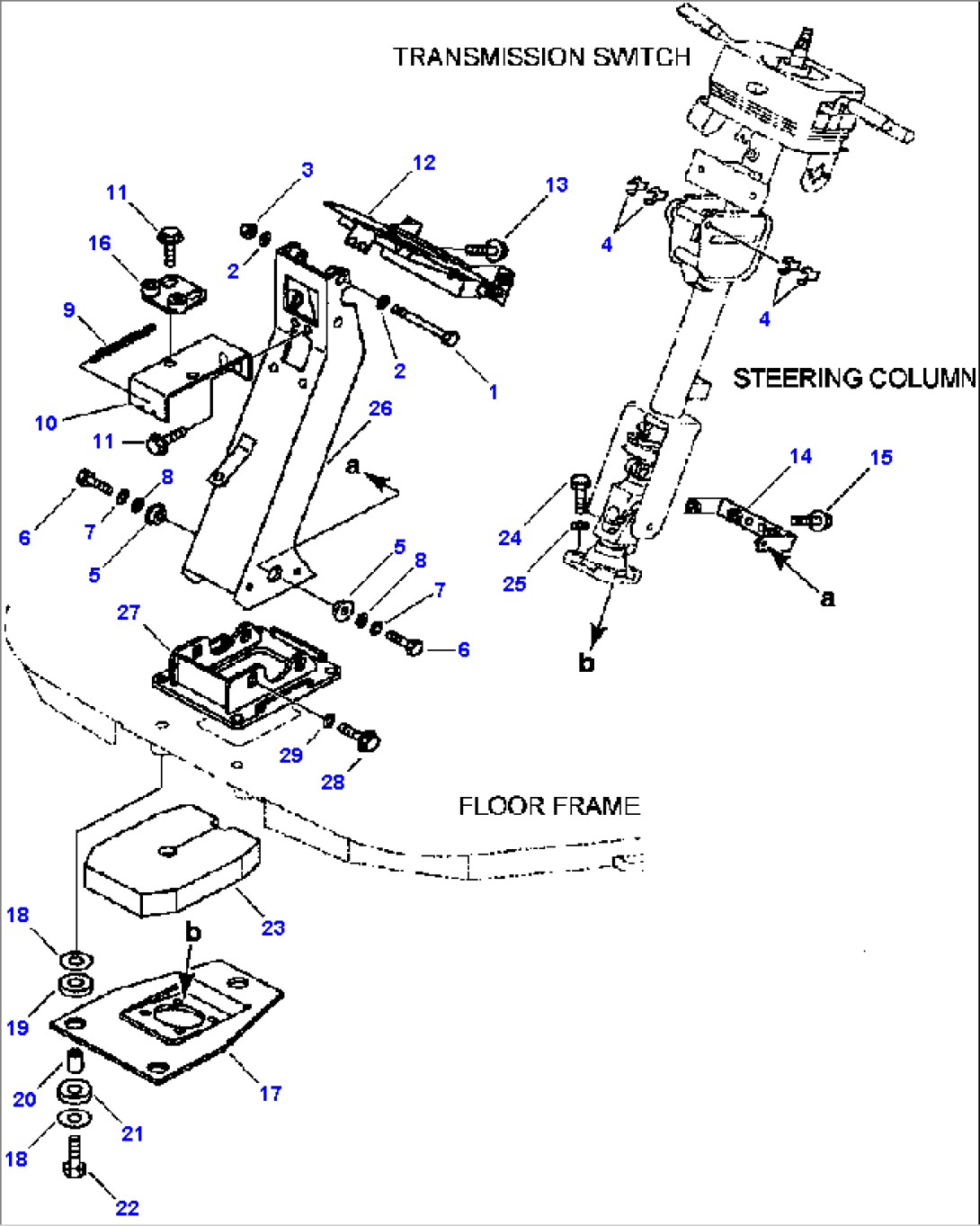 FIG. K4420-02A0 WHEEL COLUMN AND STEERING VALVE - SUPPORT AND MOUNTING