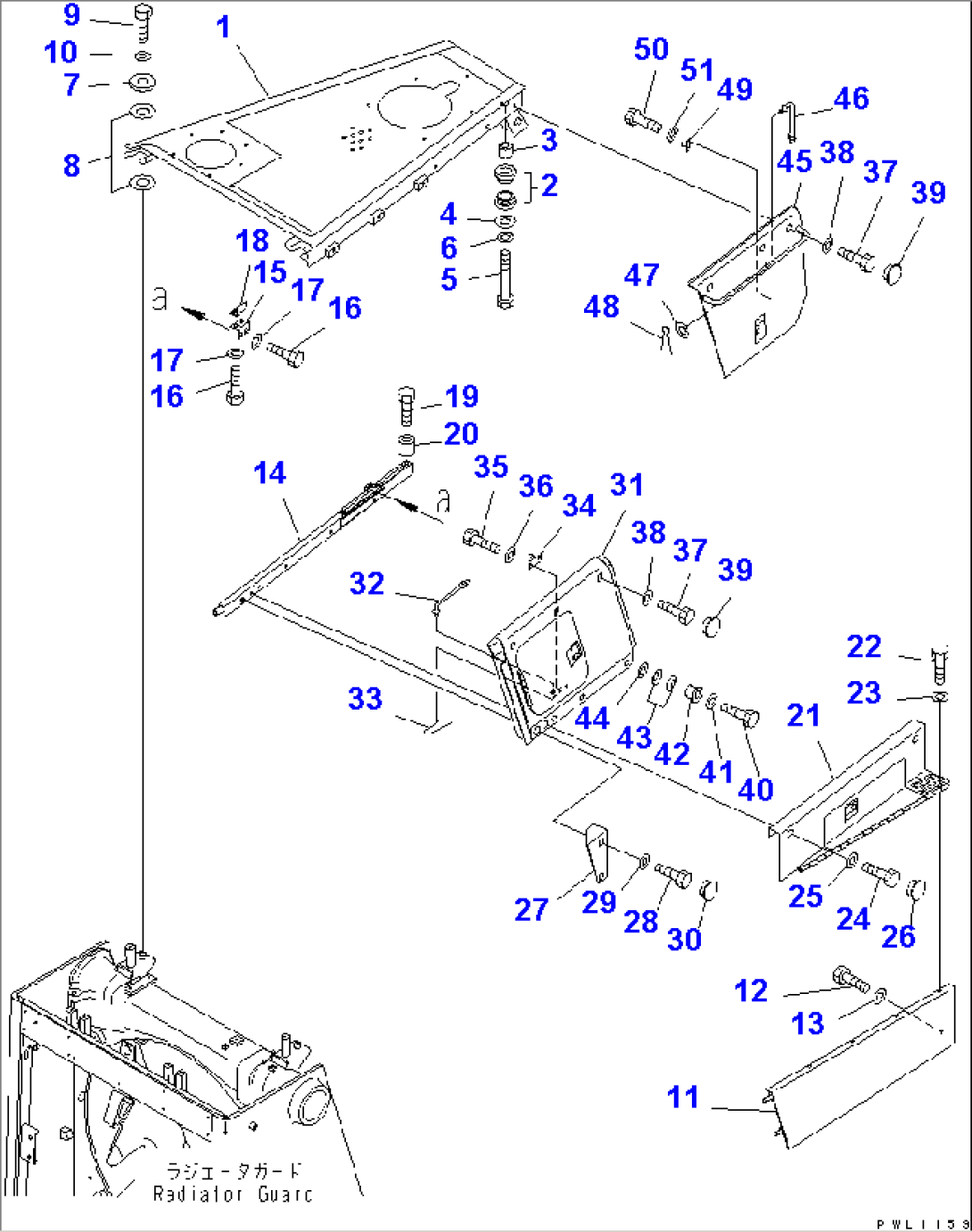 ENGINE HOOD AND SIDE COVER (L.H.) (RADIATOR TILT SPEC.)(#17523-)