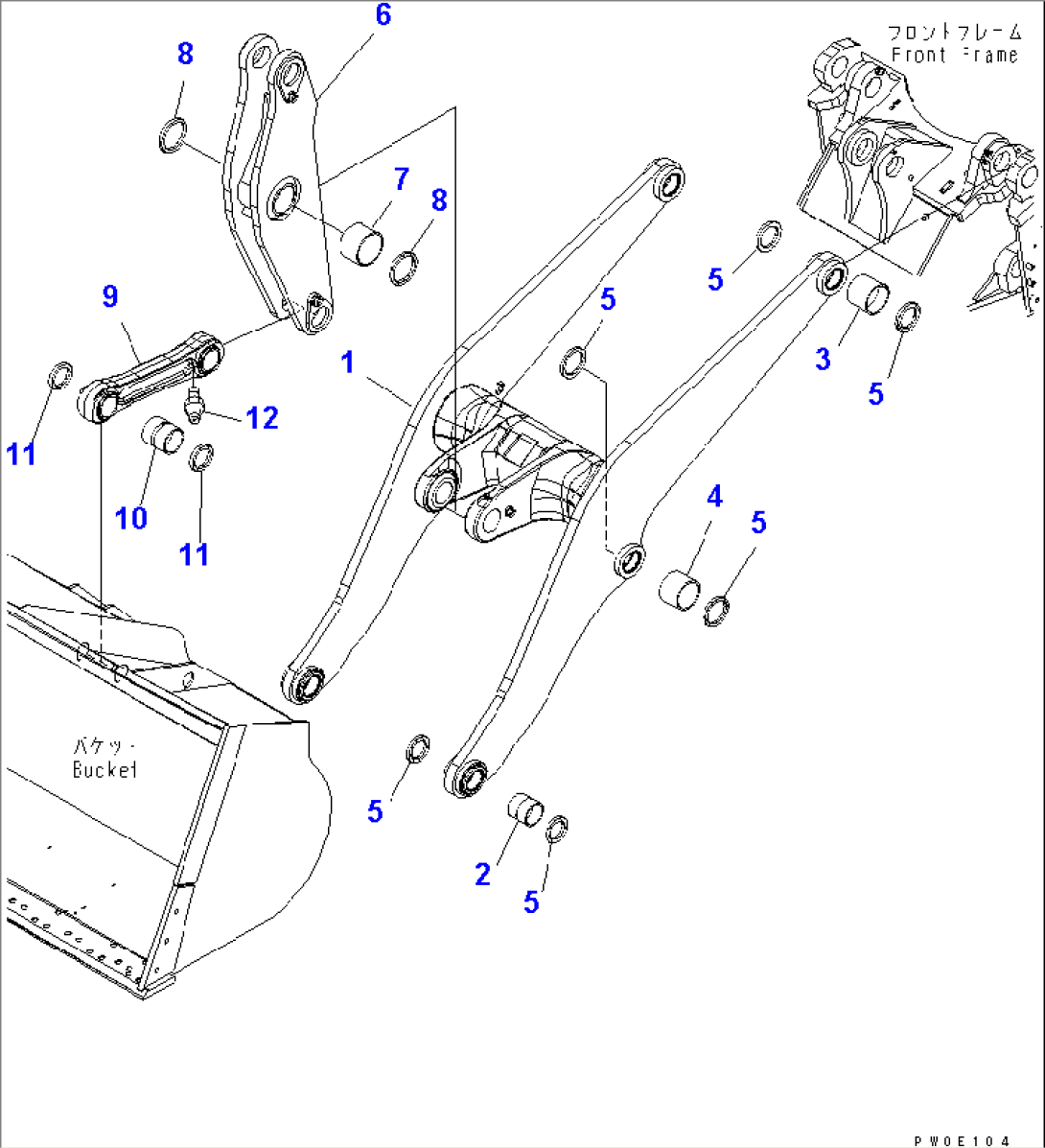 LIFT ARM AND BELLCRANK (WITH 3-SPOOL CONTROL VALVE AND REMOTE GREASE)