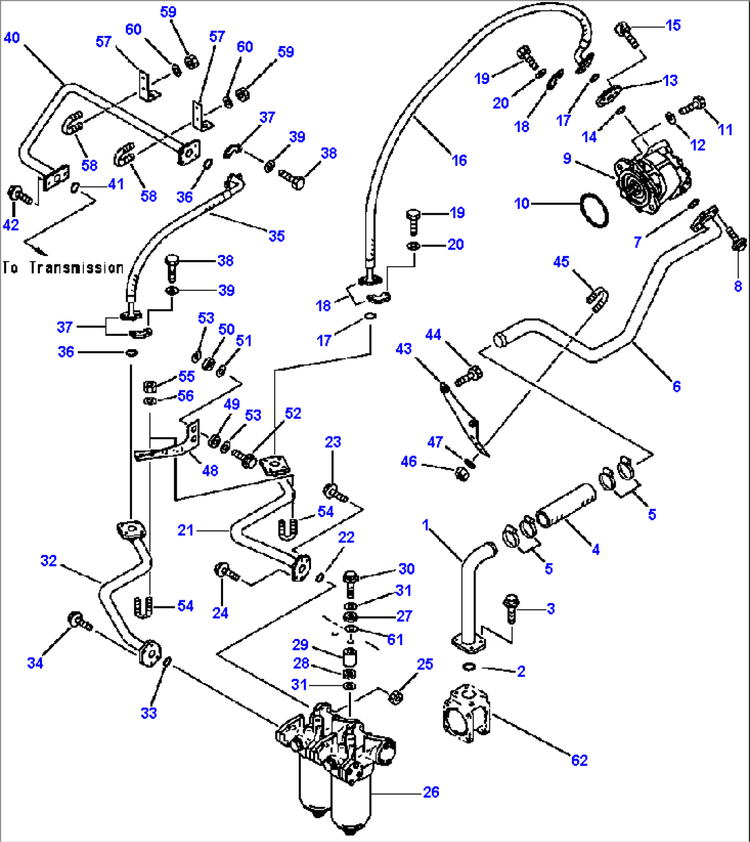 TRANSMISSION PIPING TRANSMISSION TO OIL FILTER