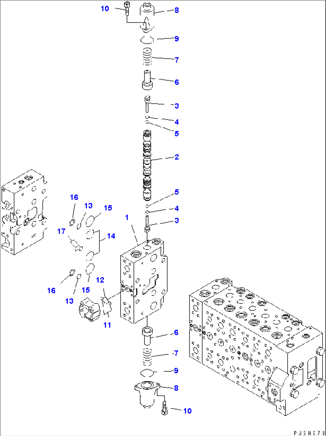 MAIN VALVE (8-SPOOL) (18/20) (FOR ONE-PIECE BOOM)