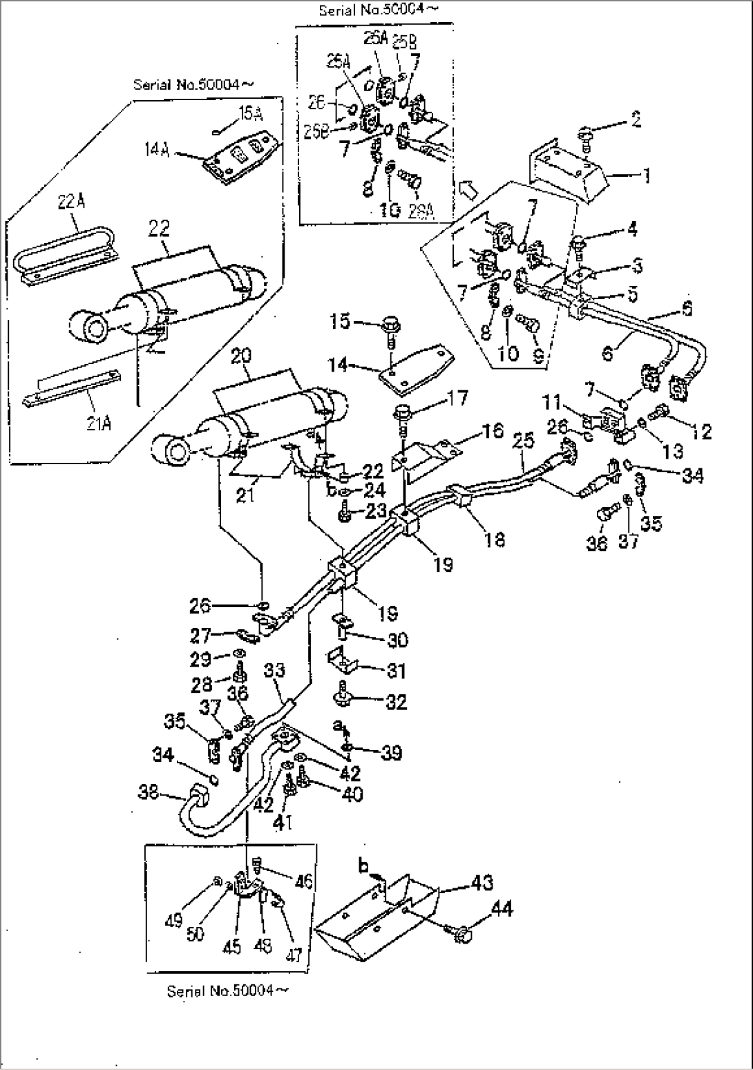 DOZER AND LINKAGE (TILT CYLINDER PIPING)(#50001-50041)