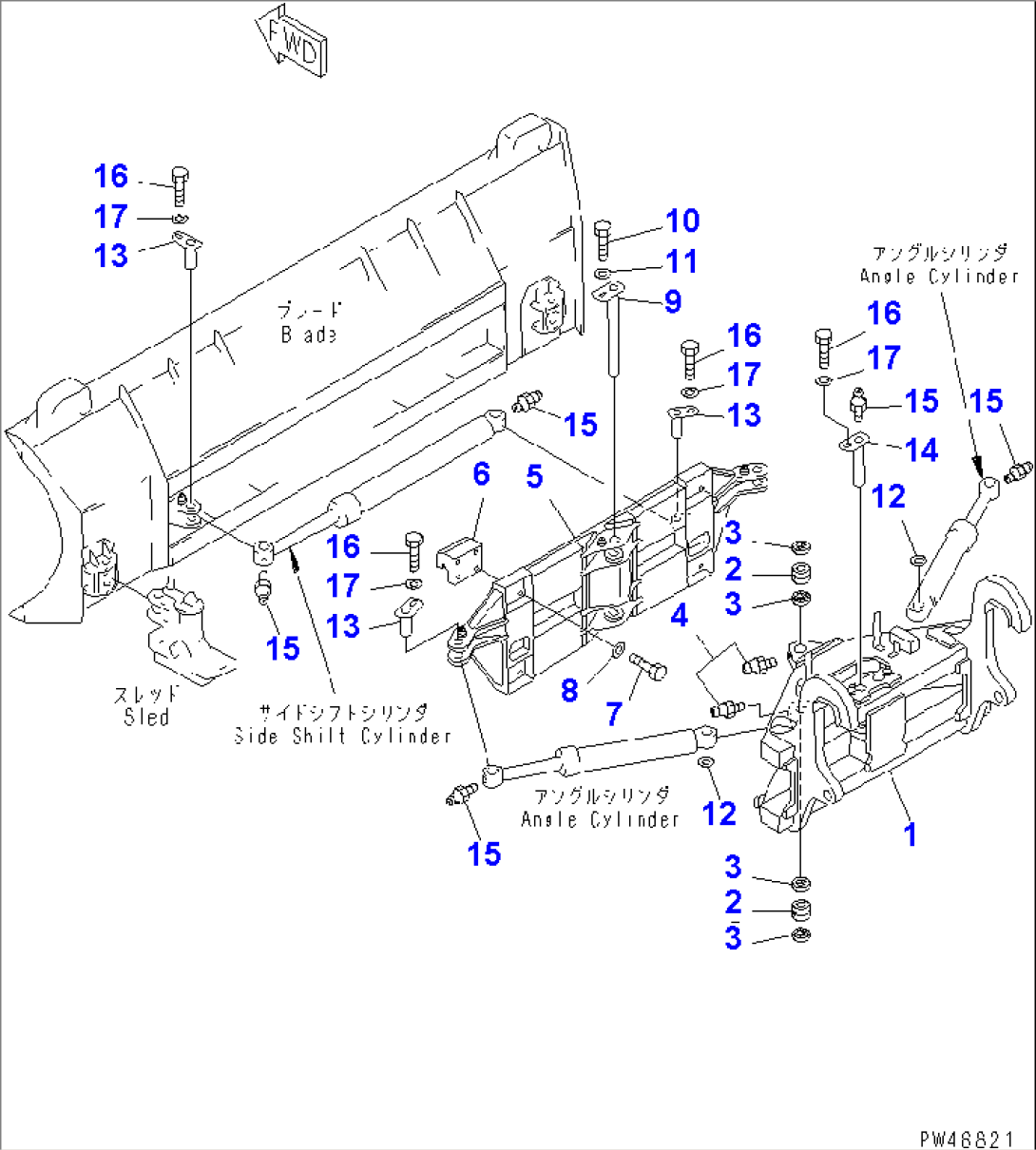 SIDE SHIFT¤ PITCH AND ANGLE SNOW PLOW (WITH HYD. MULTI COUPLER) (2/4) (CARRIER)(#60001-)