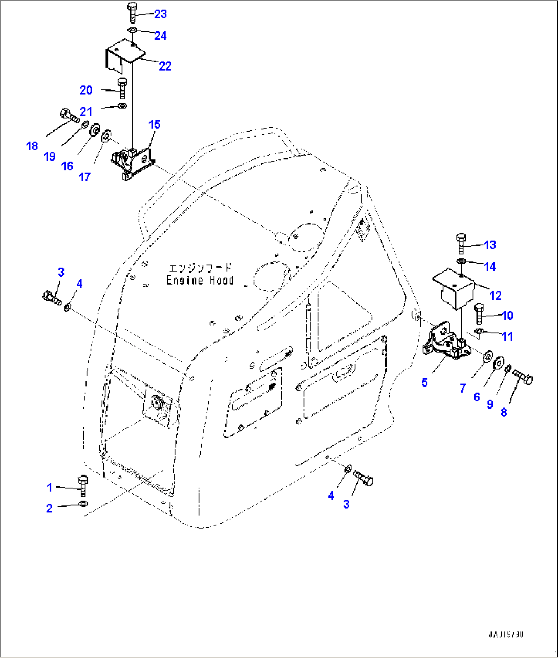Engine Hood, Bracket and Cover (#B60001-)
