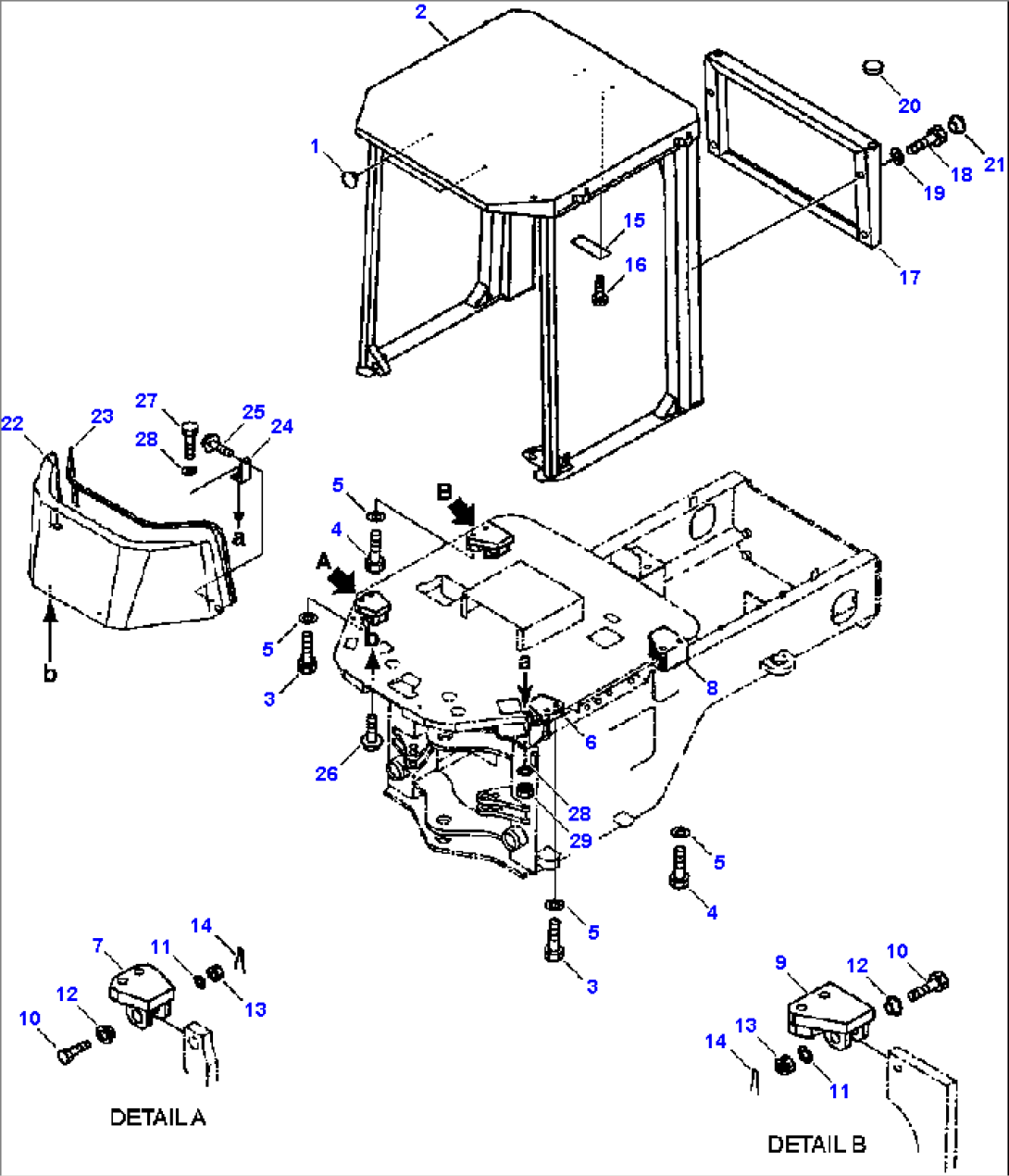 FIG. K0410-01A0 ROPS CANOPY - ASSEMBLY AND MOUNTING