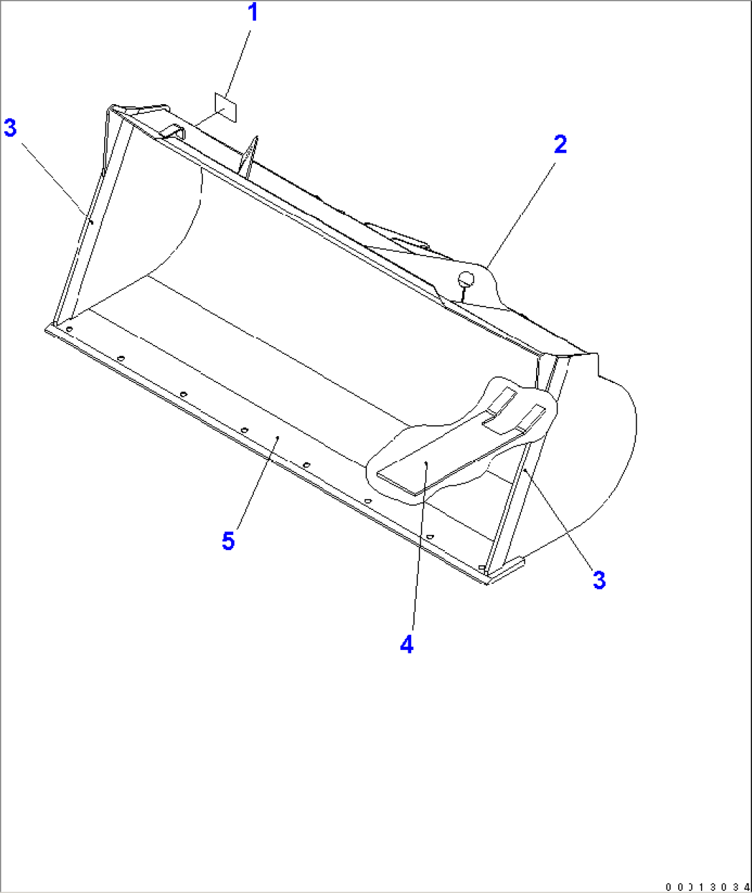 BUCKET 1.4M3 (WITH BOLT ON CUTTING EDGE¤ 1.5M3) (NOT USED TOOTH TYPE)