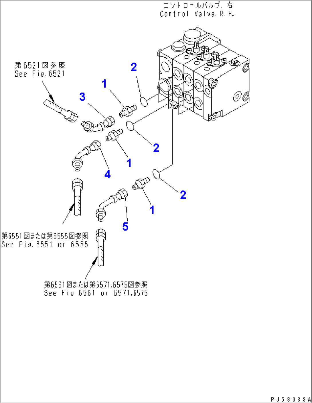 HYDRAULIC PIPING (CONTROL VALVE CONNECTING PARTS¤ R.H.)