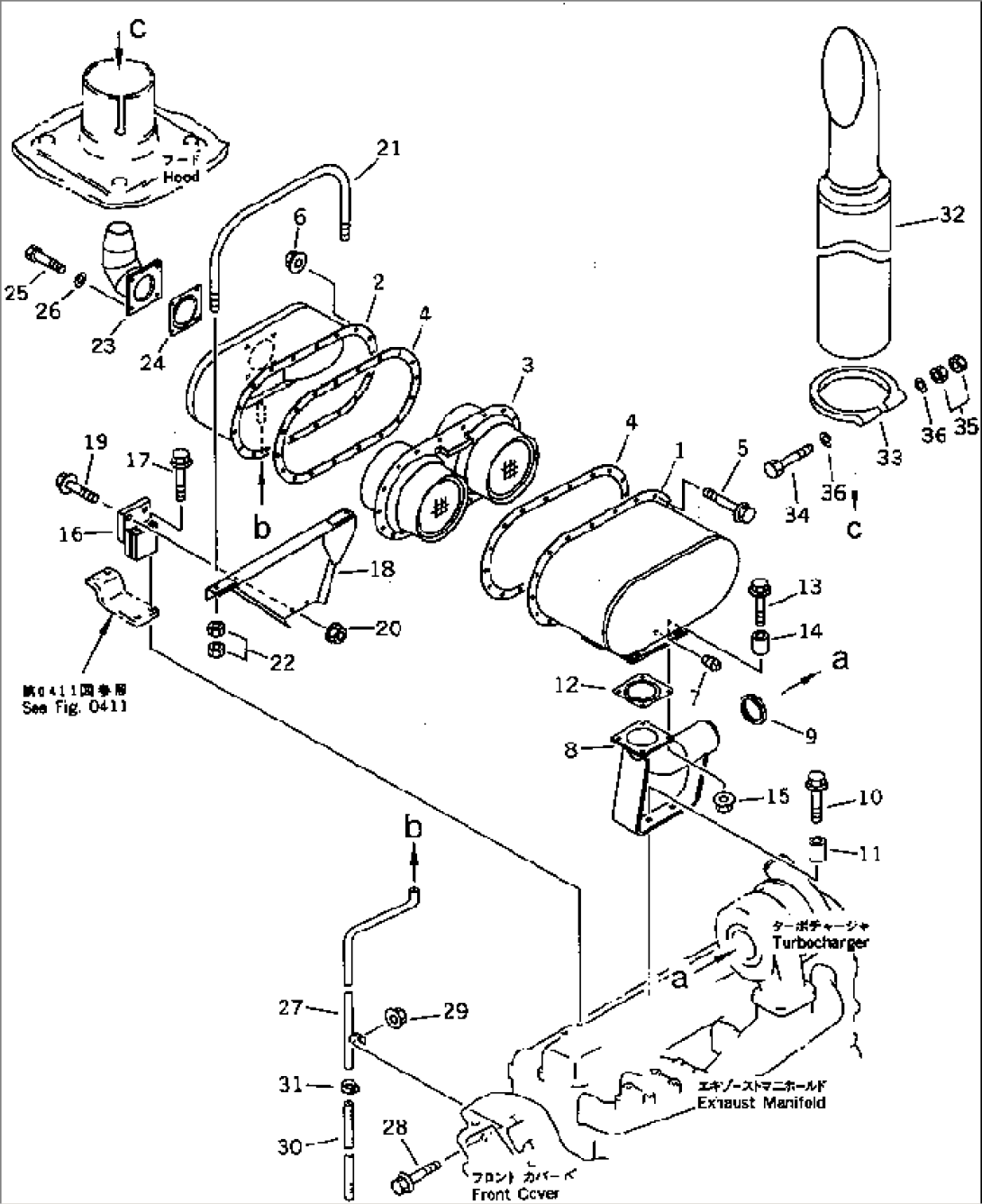MUFFLER AND MOUNTING (TUNNEL SPEC. WITH CERAMIC MUFFLER)(#109178-)