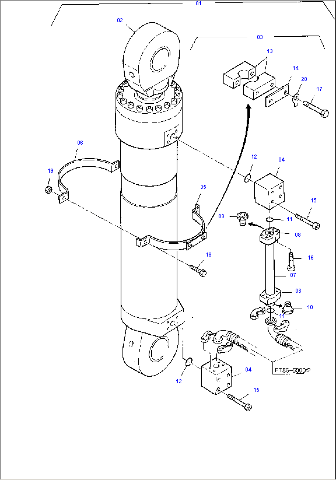 Clam Cylinder with Pipes, R.H. and L.H.