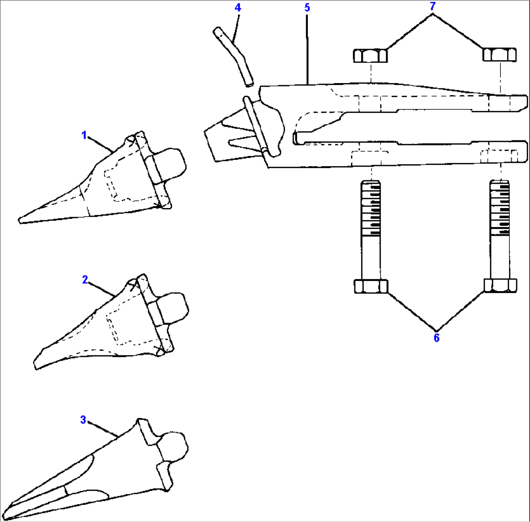 BUCKET TEETH AND ADAPTERS (HELILOCK TYPE)