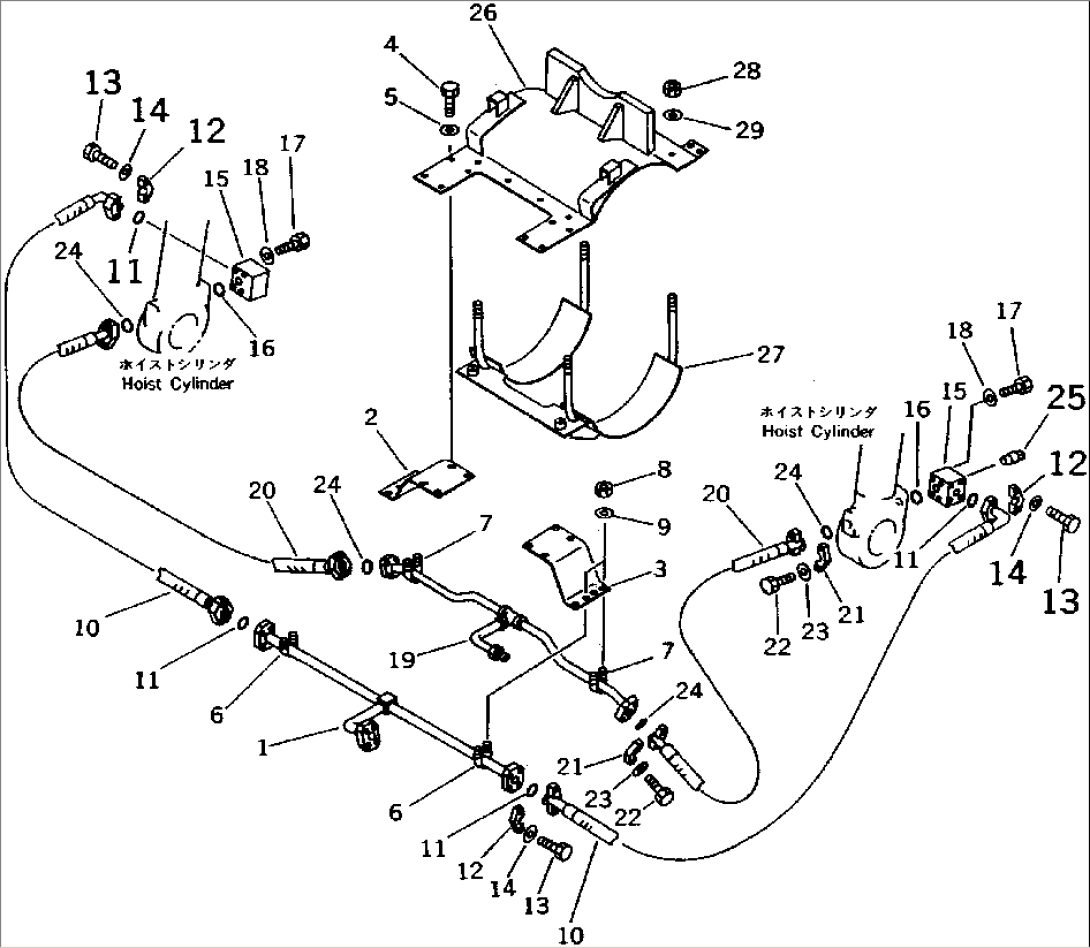 HYDRAULIC PIPING (3/3) (HOIST VALVE TO HOIST CYLINDER)