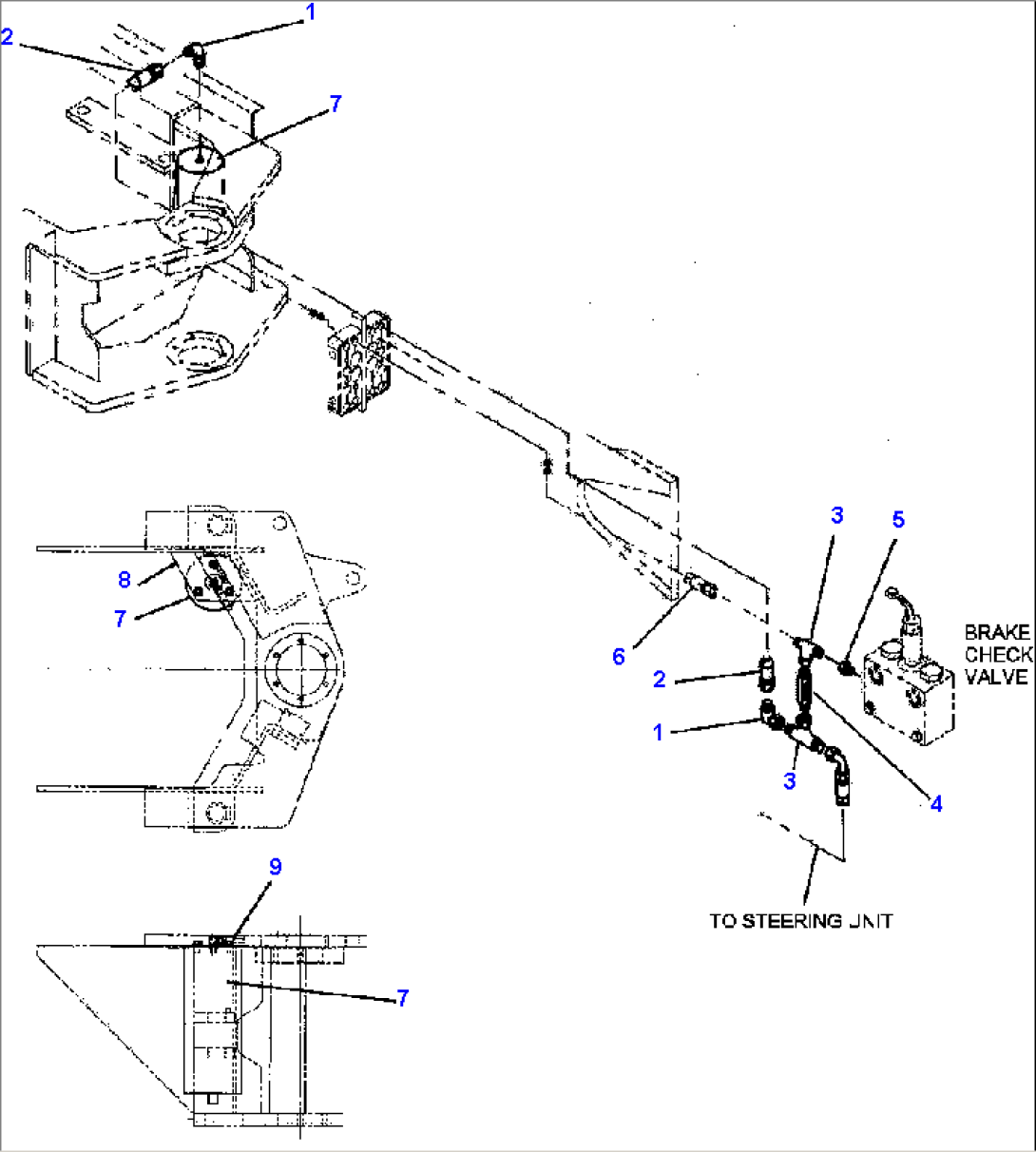 FIG. H5100-01A3A HYDRAULIC STEERING LINES - STEERING ACCUMULATOR LINE