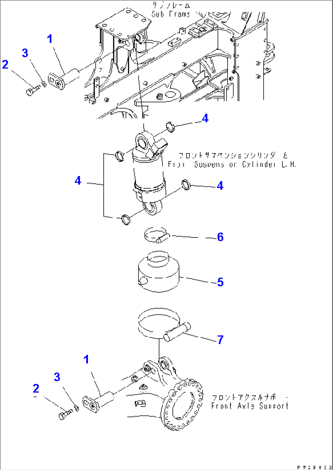 FRONT SUSPENSION CYLINDER¤ L.H. (MOUNTING PARTS)