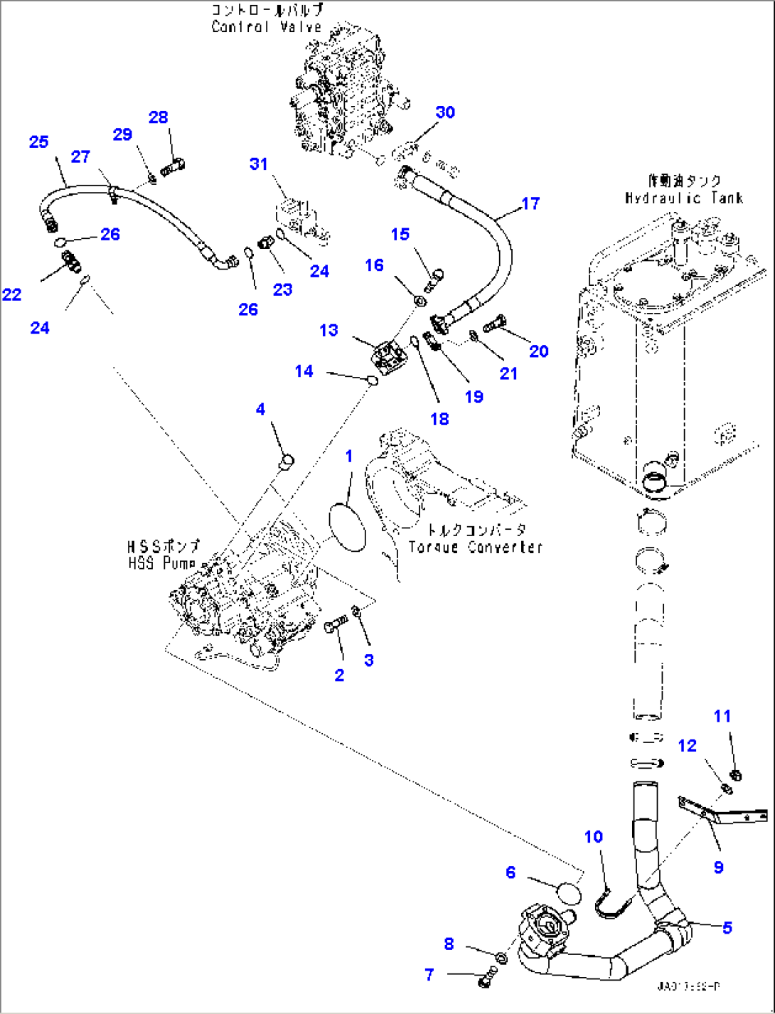 Power Train Oil Cooler Piping, HSS Motor Piping (1/3) (#22001-)