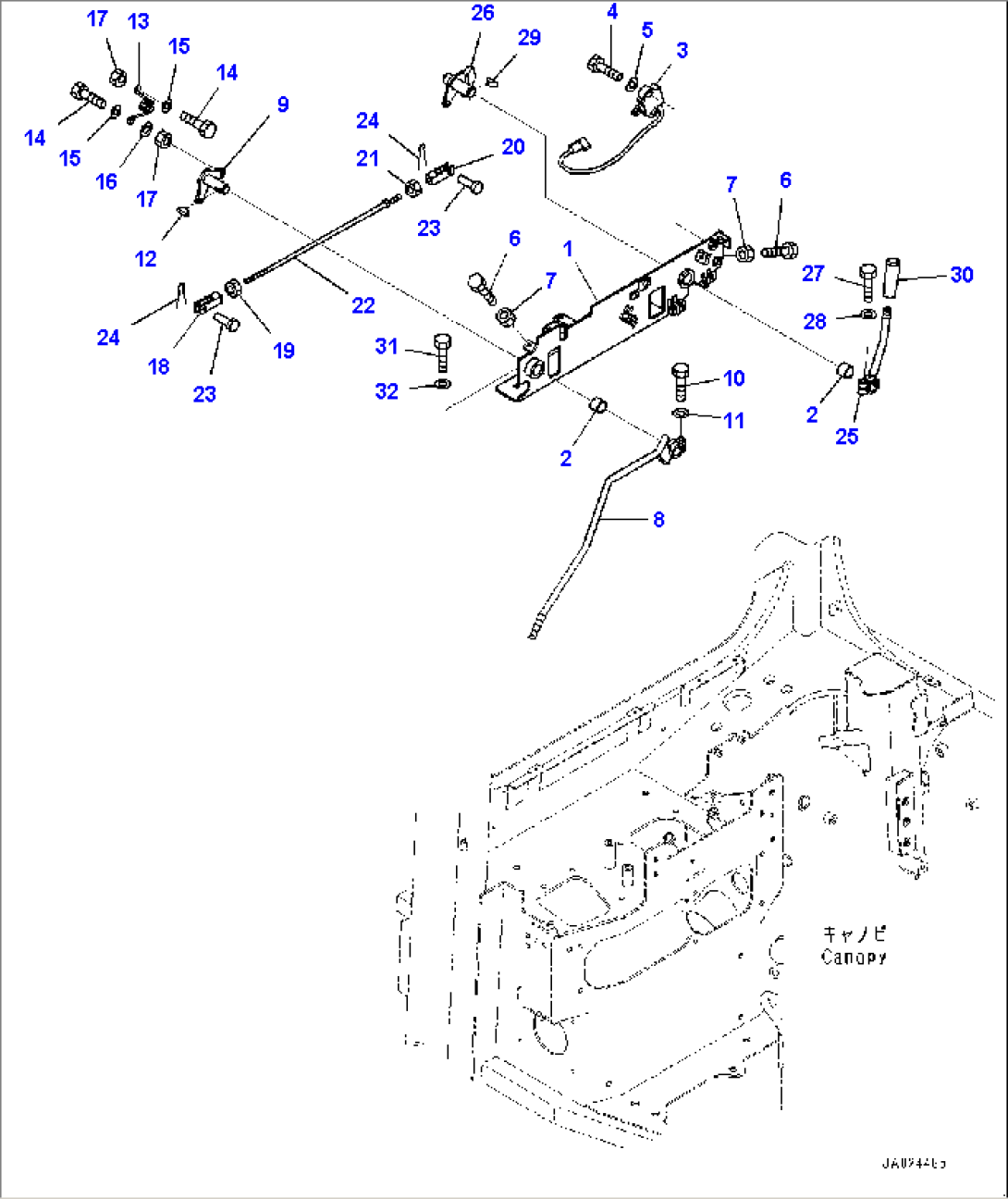 ROPS Canopy, Work Equipment Lock Lever (#82125-)