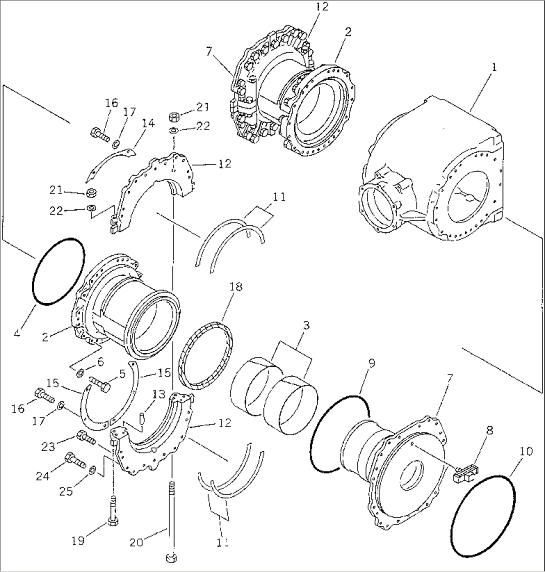 FINAL DRIVE CASE (DIFFERENTIAL LOCK TYPE) (1/2) (CAGE SECTION SEAL TYPE)(#..-)