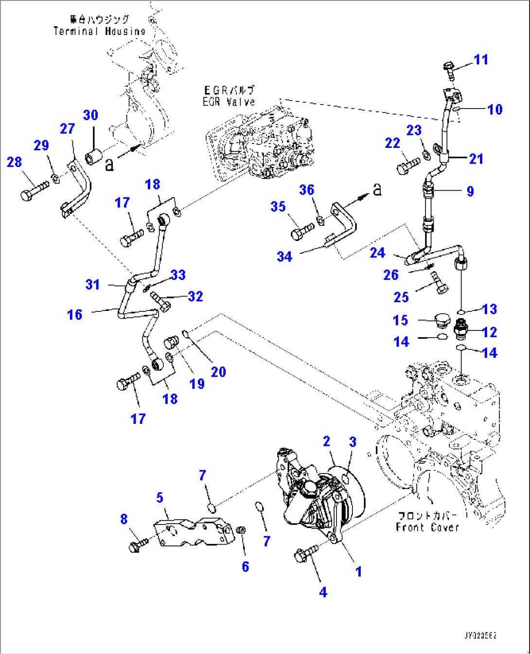 Exhaust Gas Re-circulation (EGR) Valve, EGR Valve Lubricating Oil Piping (#511657-)
