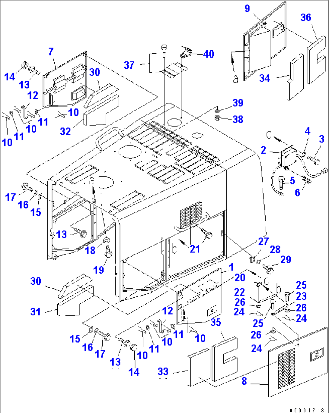 RADIATOR GUARD AND HOOD (ENGINE SIDE COVER) (COLD WEATHER SPEC.)(#52001-)