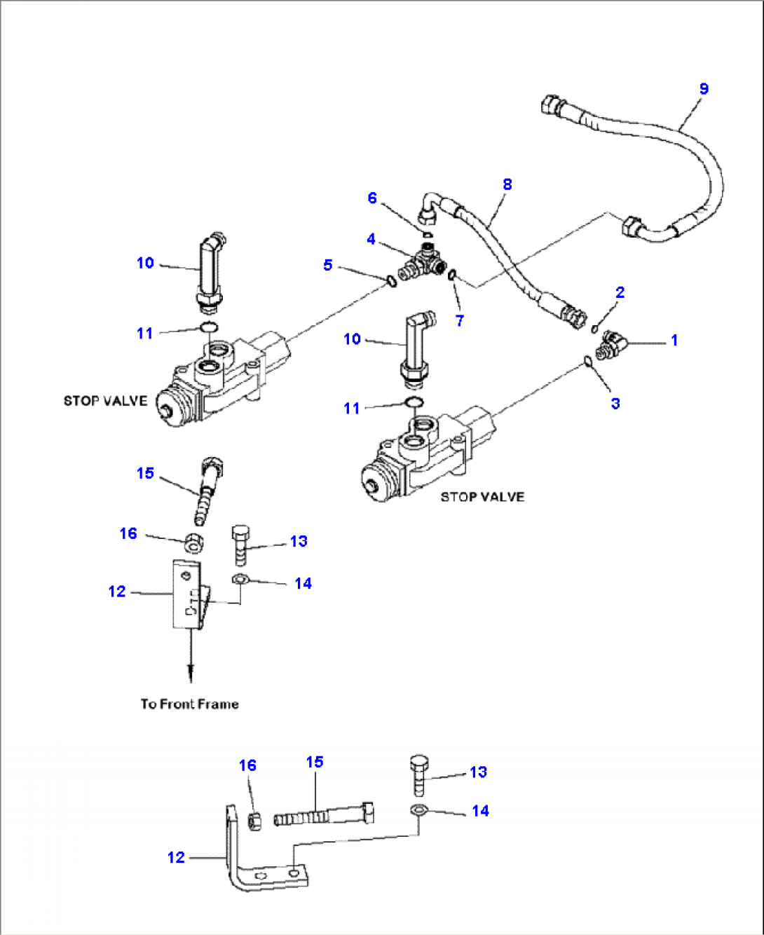 H4410-04A0 HYDRAULIC STEERING PIPING STOP VALVE LINES AND MOUNTING BRACKETS