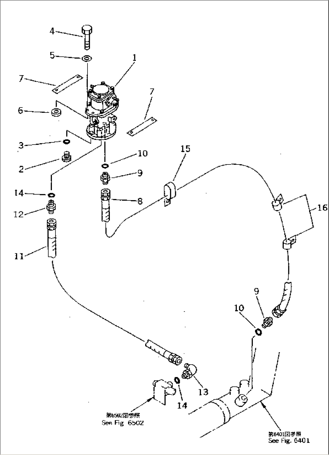 HYDRAULIC PIPING (RELIEF VALVE TO P.O.C. VALVE) (FOR FRONT ATTACHMENT)(#10001-10864)