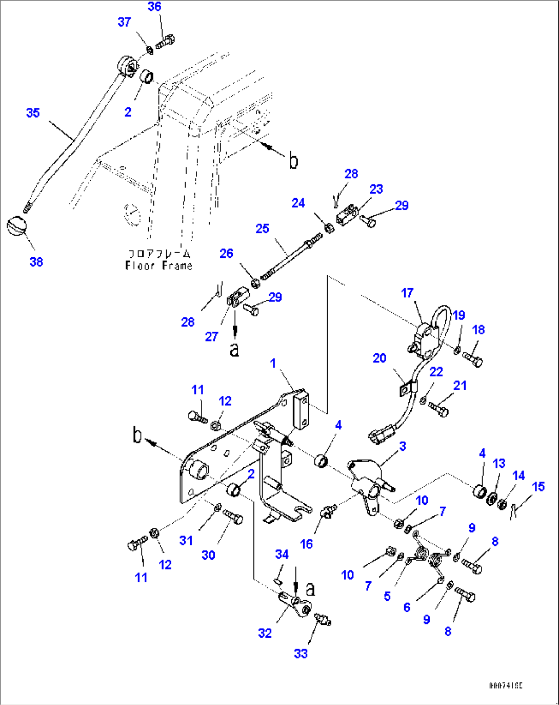 Floor Frame, Parking Brake Lever (#1006-)