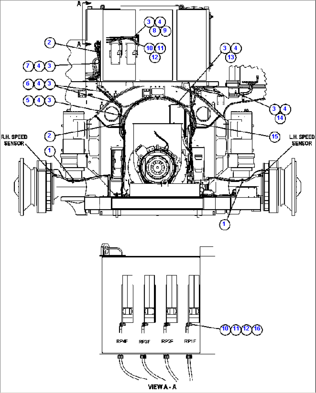 POWER CABLE ROUTING (FRONT VIEW)