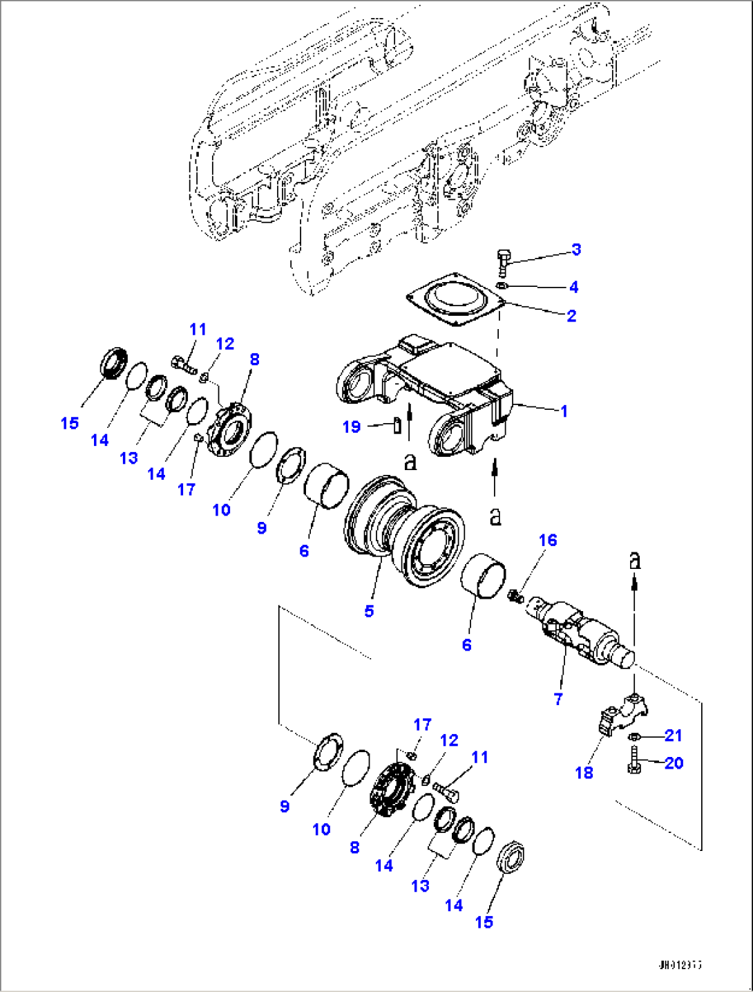 Track Frame, 1st Bogie and Track Roller, R.H. (#100040-)