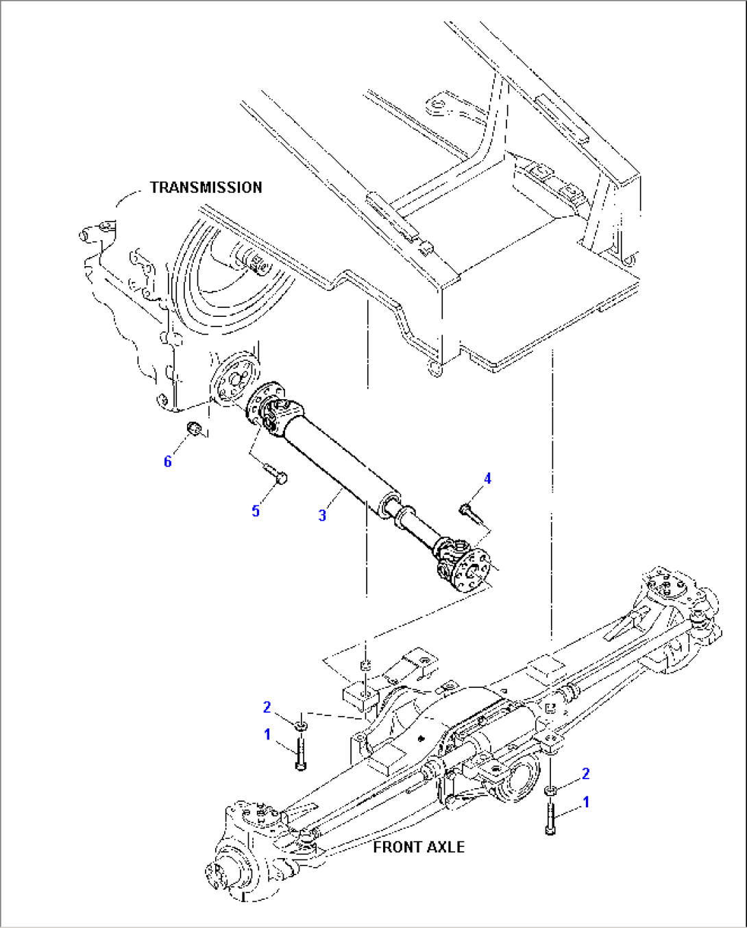 FRONT PROPELLER SHAFT AND FRONT AXLE FIXING