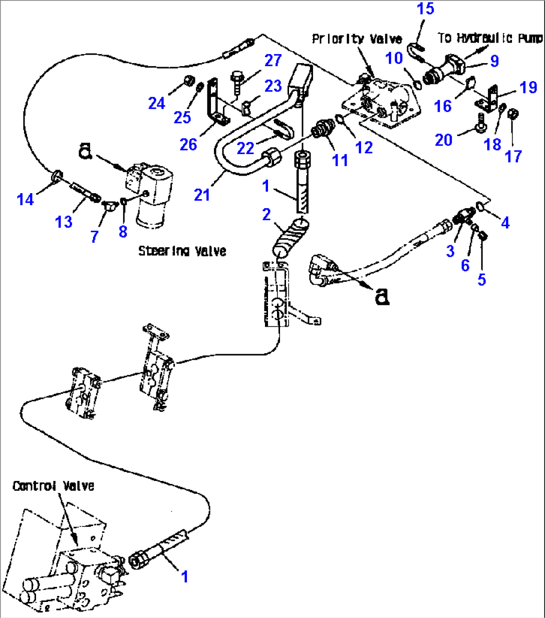 FIG NO. H0122-04A0 STEERING DEMAND VALVE (HYDRAULIC PIPING) (PRIORITY VALVE TO CONTROL VALVE)
