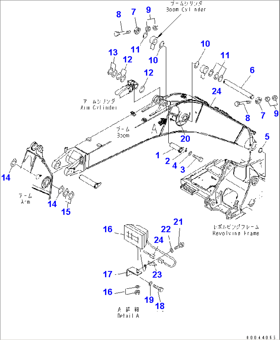 BOOM (CYLINDER PIN AND WORKING LAMP) (100 HOURS GREASING TYPE)(#60001-)