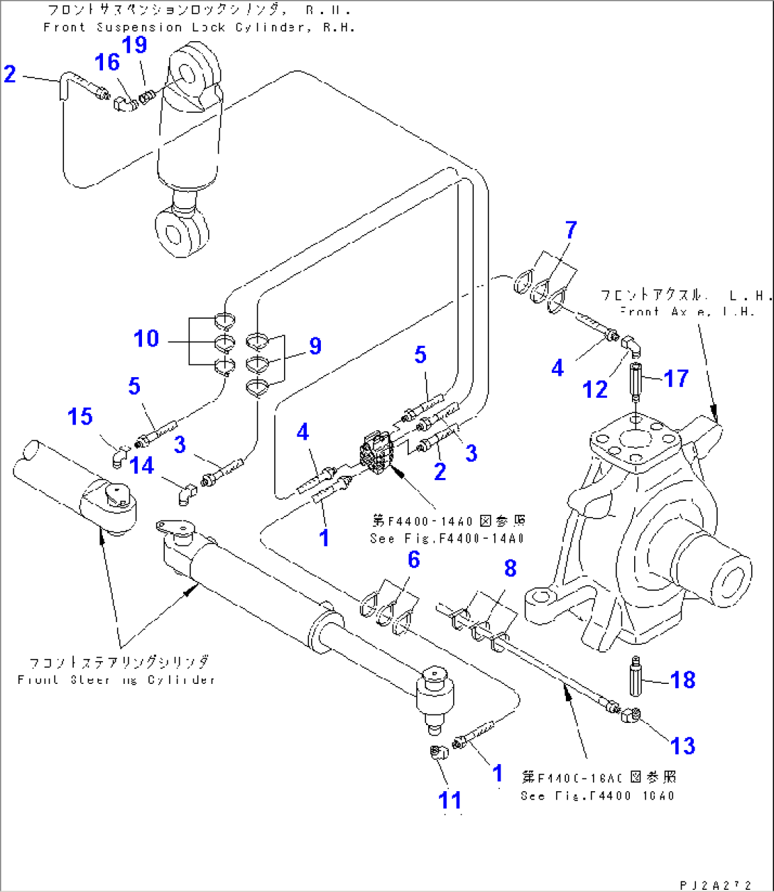 FRONT AXLE HOUSING (GREASE FRONT PIPING¤ L.H.) (1/2)(#53106-)