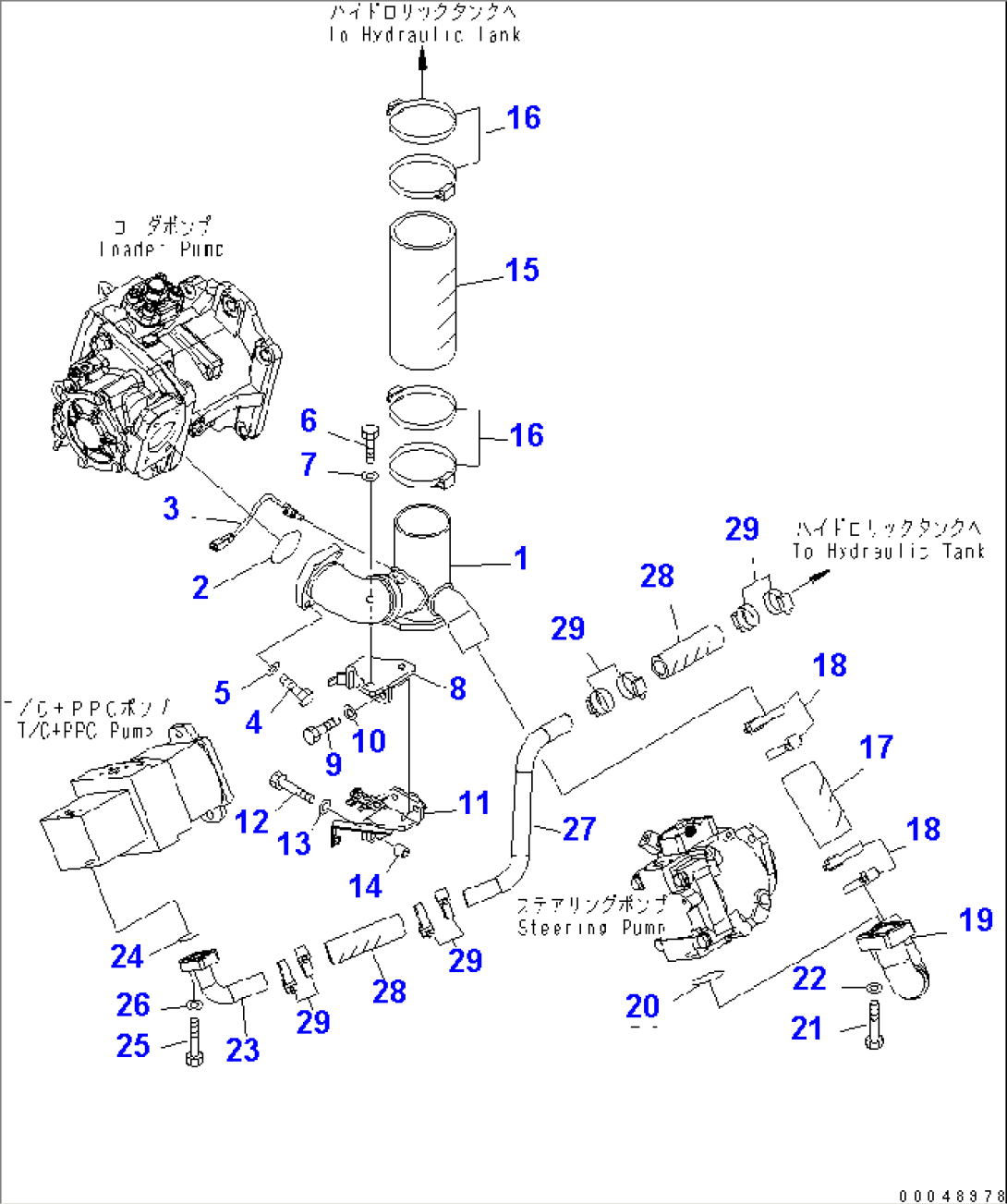 HYDRAULIC PIPING (SUCTION LINE)(#55001-)