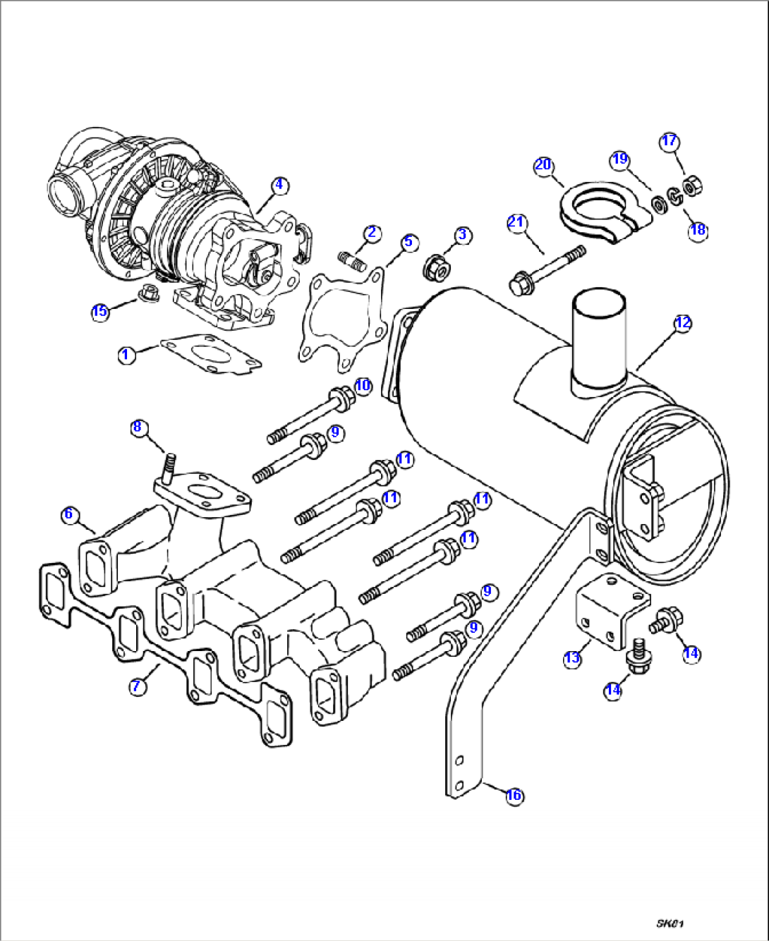 A0015-0100 TURBOCHARGER AND EXHAUST