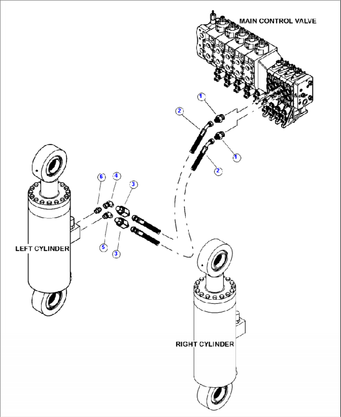 H6020-01A0 HYDRAULIC PIPING FOR CAB LEVELING FUNCTION VALVE TO LEFT CYLINDER