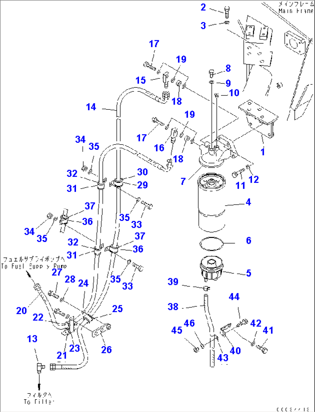 ADDITIONAL FUEL FILTER PIPING (4WD SPEC.)(#6001-)
