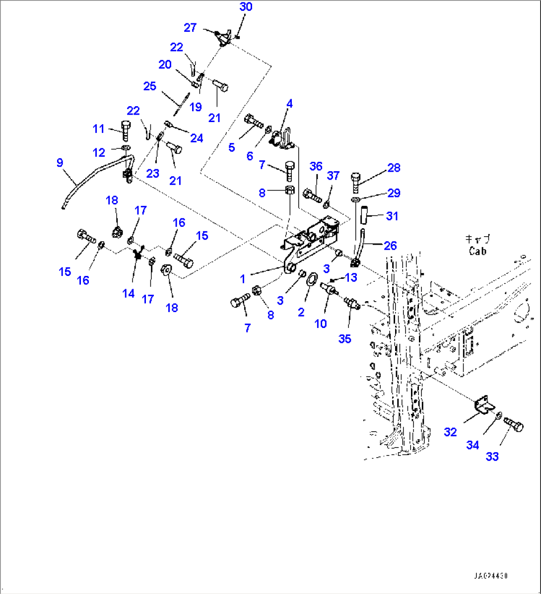 ROPS Cab, Parking Brake Lever (#82125-)