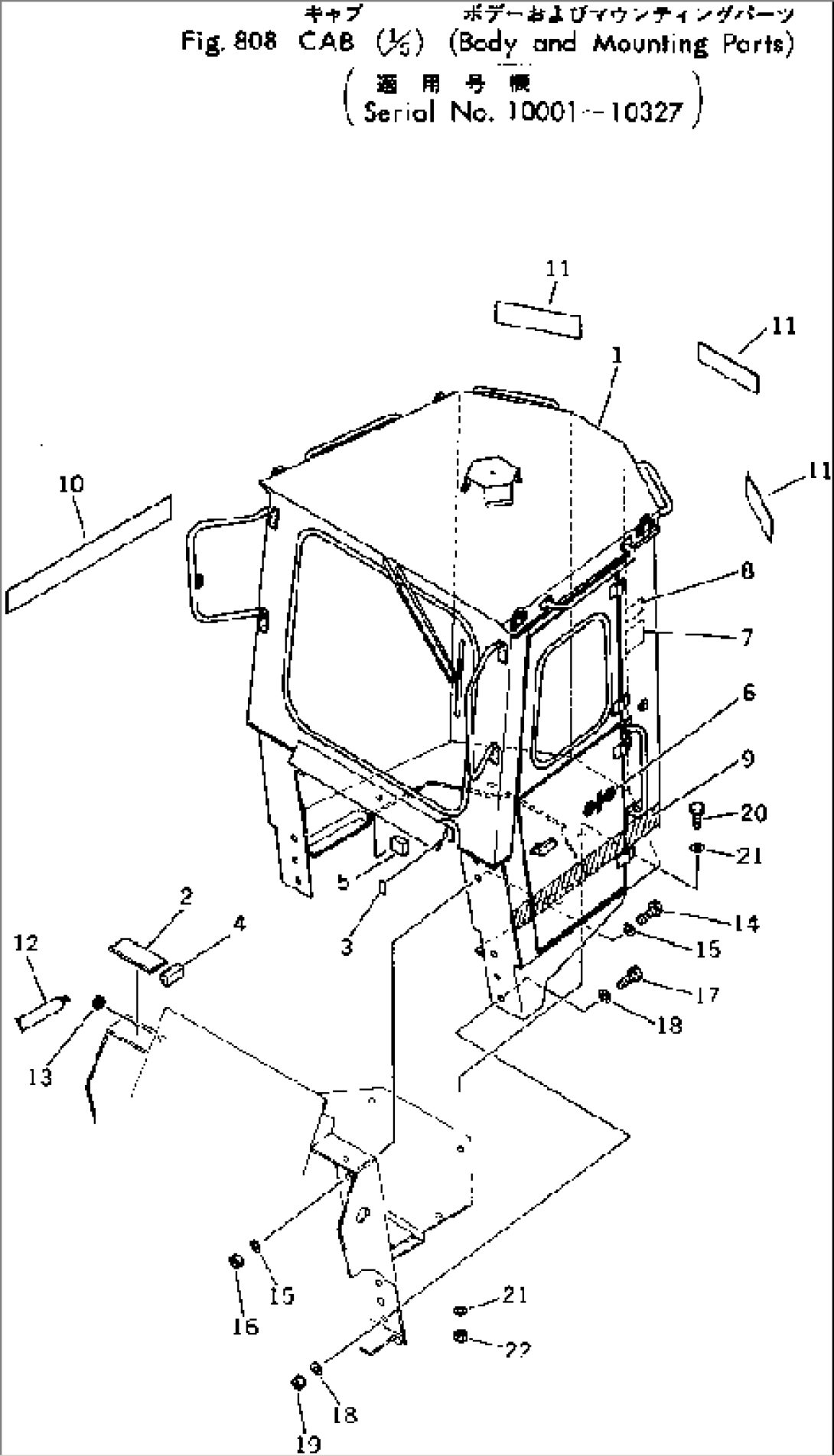 CAB (1/5) (BODY AND MOUNTING PARTS)(#10001-10327)