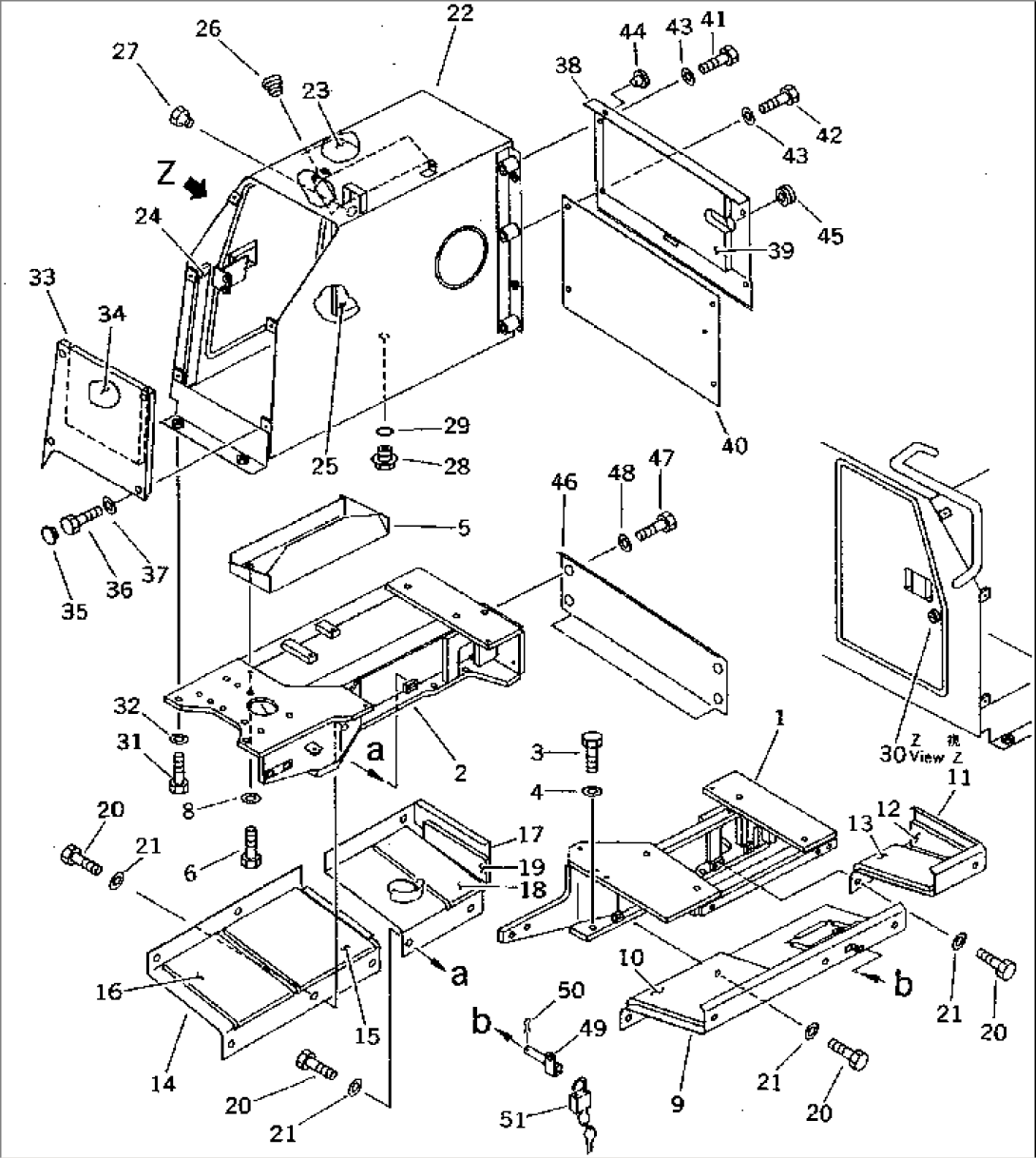 REAR COVER AND HYDRAULIC TANK (WITH ROPS CAB)