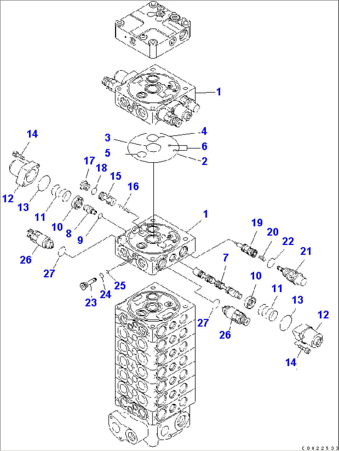 MAIN VALVE (9-SPOOL) (9/9) (FOR 2-PIECE BOOM)