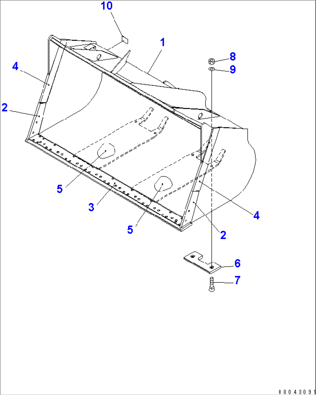 BUCKET 5.8M3 (WITH B.O.C.¤ 6.1M3)(LOOSE MATERIAL) (TOOTH LESS) ( FOR EXCEPT JAPAN)