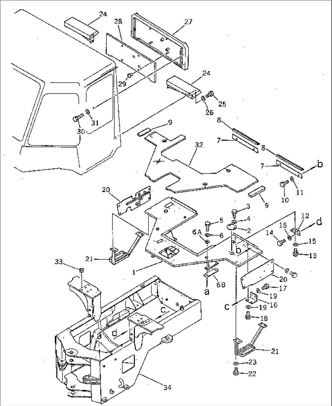 FLOOR SUPPORT AND LADDER (FOR 2-PERSONS CAB)(#10001-19999)