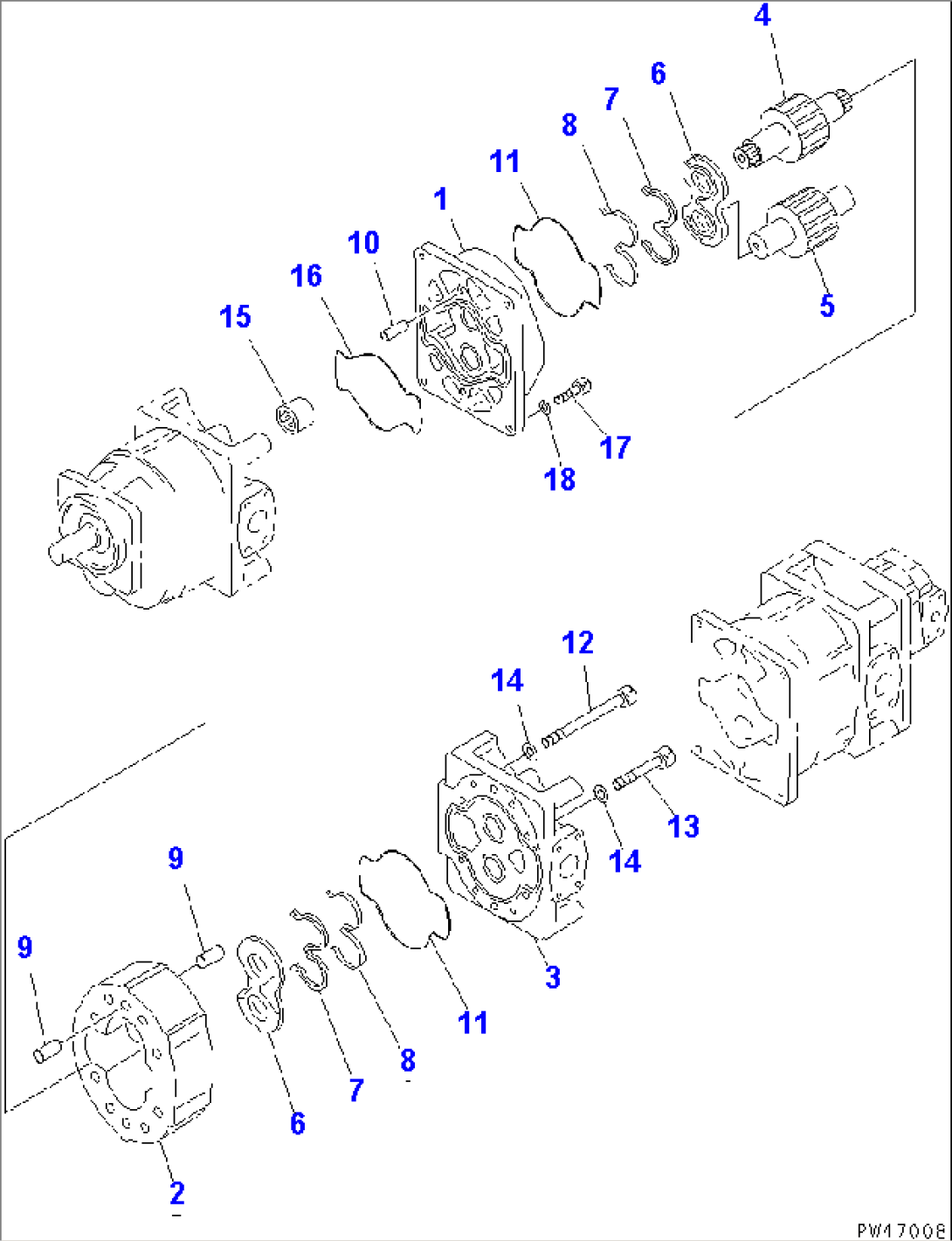 HYDRAULIC PUMP (2/4) (WORK EQUIPMENT¤ 2/2)(#50001-52001)