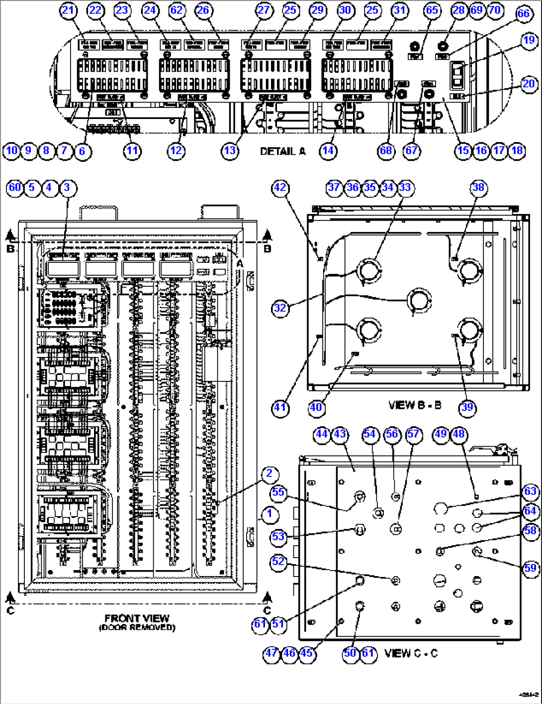AUXILIARY CONTROL CABINET COMPONENTS - FRONT VIEW