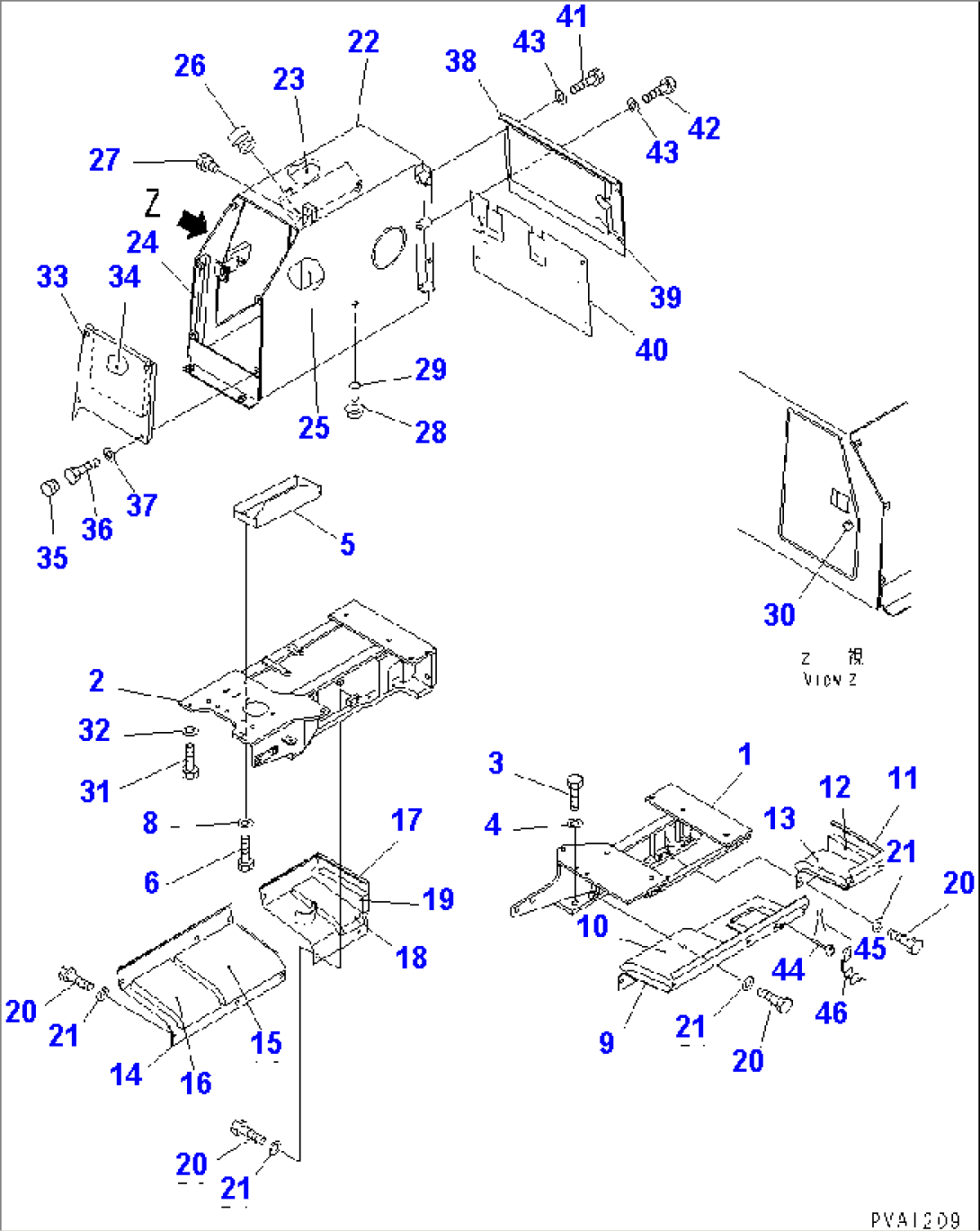 REAR COVER AND HYDRAULIC TANK (FOR RIPPER) (NOISE SUPPRESSION FOR EC)(#3001-3481)