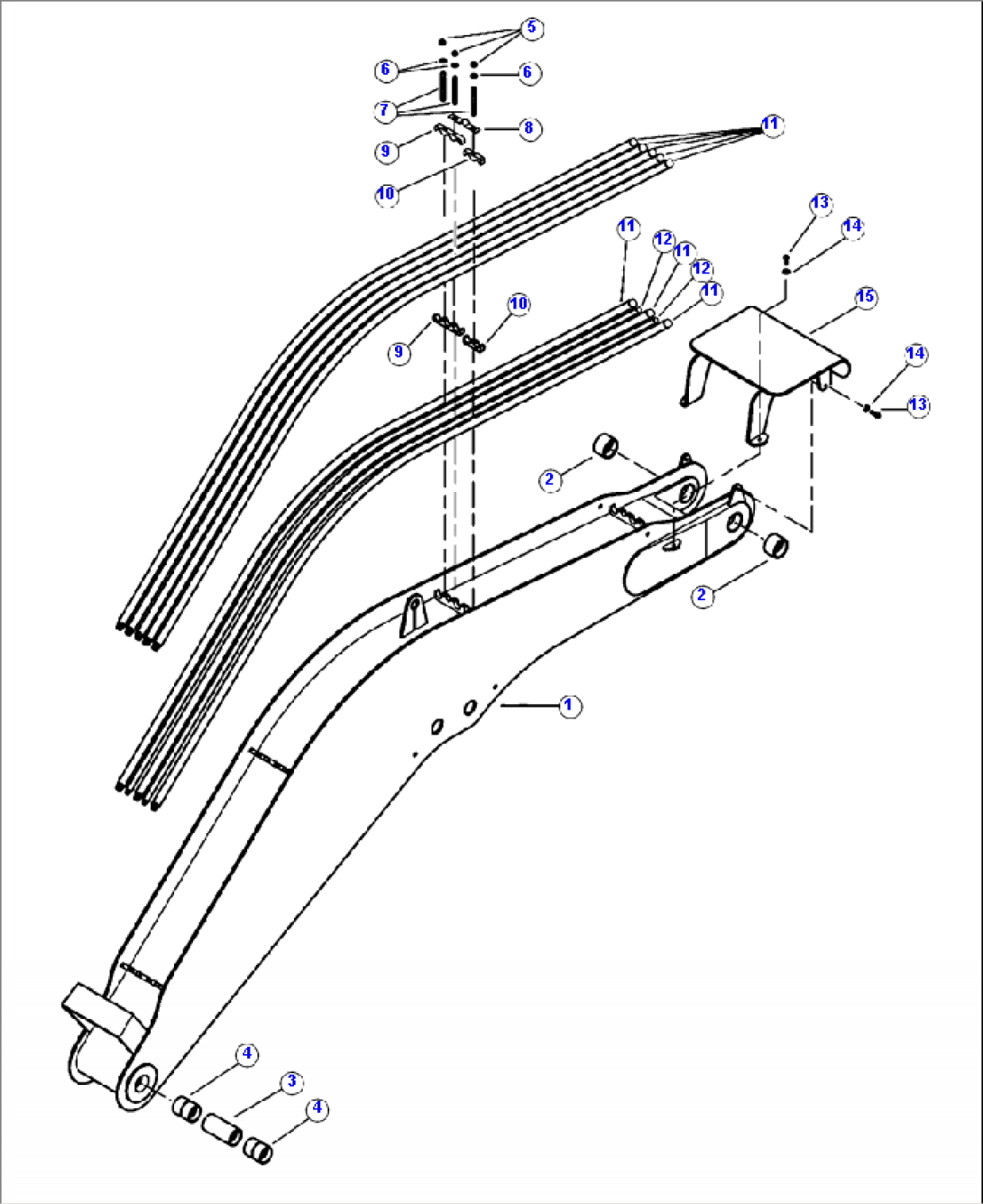 T5001-01A0 WORK EQUIPMENT TUBE LINES STANDARD MAIN BOOM LINES AND GUARD